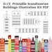 Bâtiments et maisons scandinaves bricolage imprimable Illustration Art Craft Kit PDF 8,5 x 11
