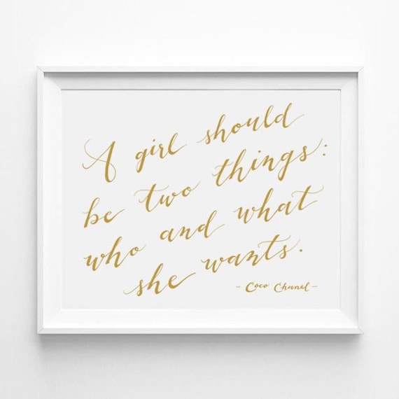 Coco Chanel Quote, Girl Power, Inspiration Quote, Calligraphy