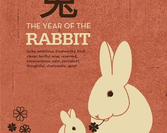 Year of the Rabbit Poster Size Archival Print Zodiac Year: 2023 - Etsy