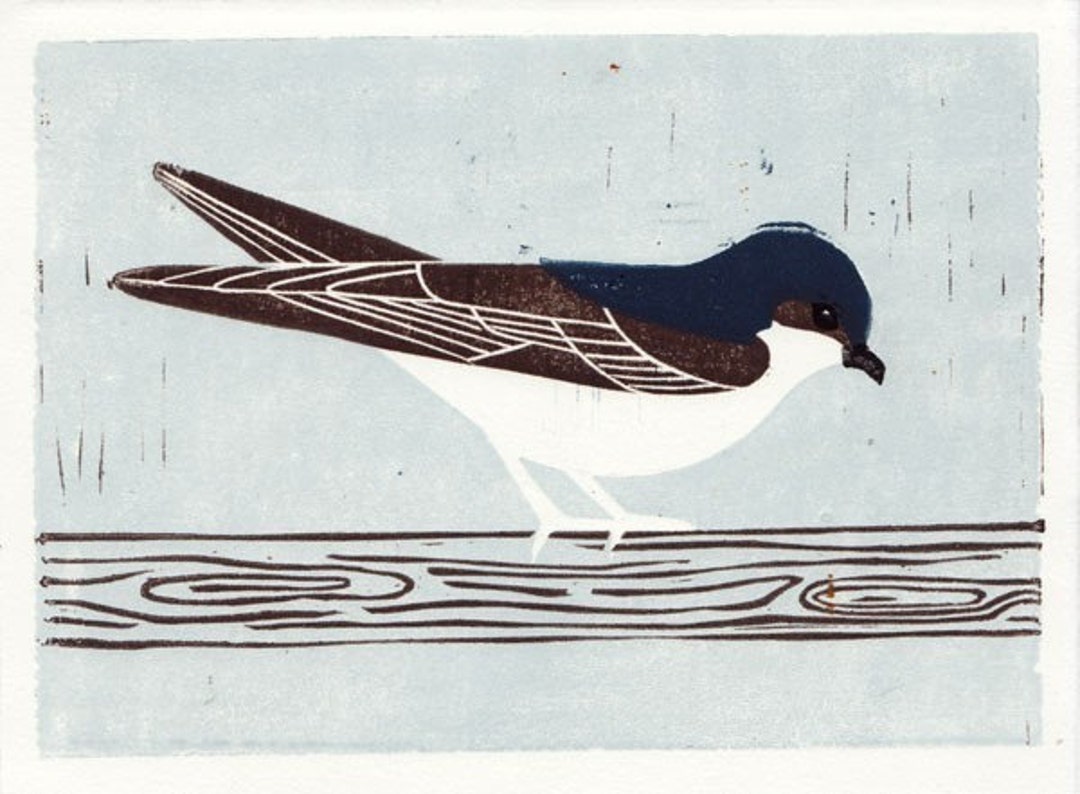 HOUSE MARTIN Original Hand pulled Linocut Illustration Art Block 