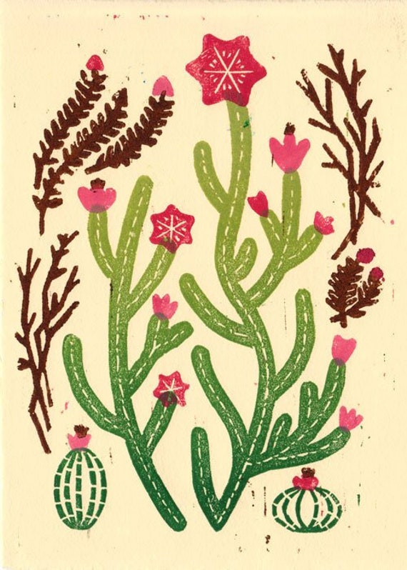 CACTUS FLORALS PATTERN - Original Illustration Linolschnitt Block Wste  Kunstdruck, Sukkulenten Druck, Wste Blumen, Boho Kunst, Sdwesten Stil -  Etsy Schweiz