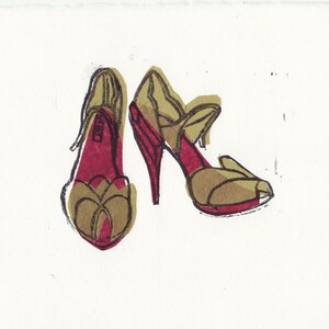 MIU MIU Shoes Original Loose Linocut Block Print 5 x 7 image 2