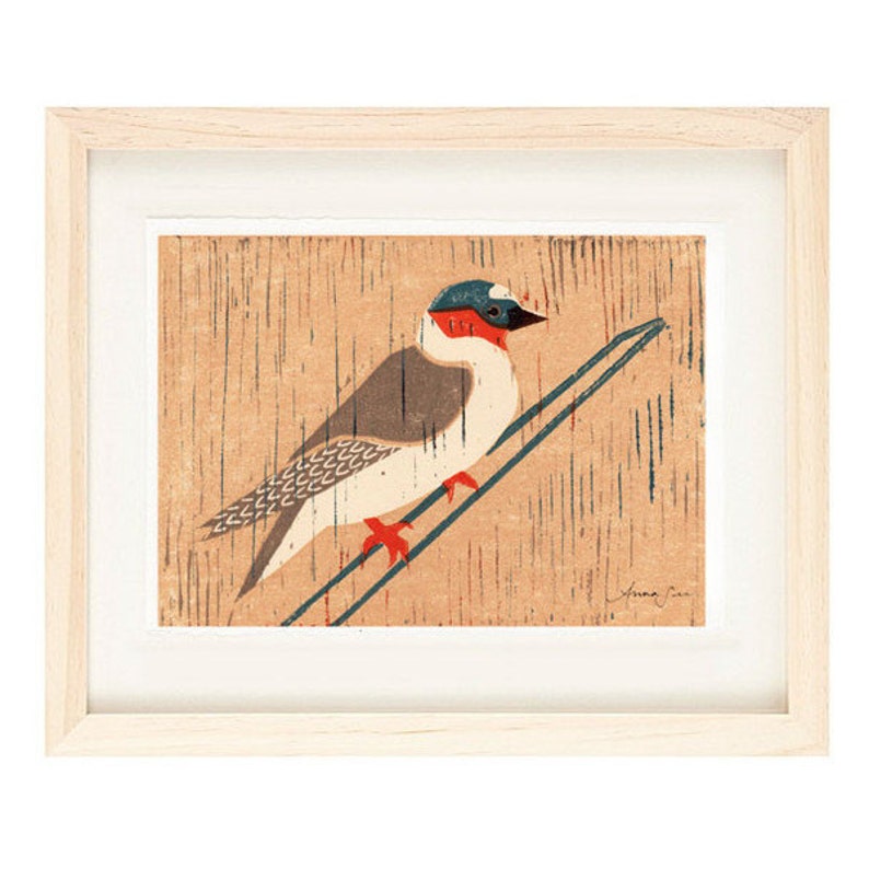 CLIFF SWALLOW Linocut Reproduction Art Print: 4 x 6, 5 x 7 image 1