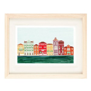VENICE, ITALY - Colorful Illustration Art Print 8 x 10 or 11 x 17 Venetian Architecture Italian Design
