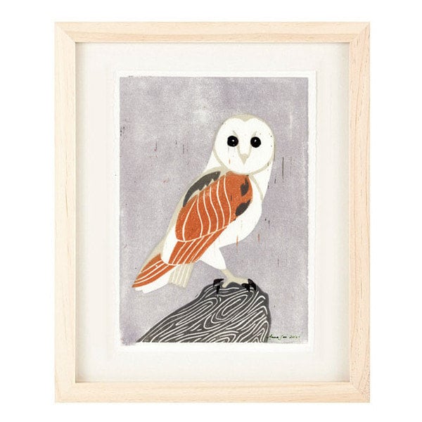 BARN OWL Poster Size Linocut Reproduction Art Print: 8 x 10, 9 x 12,  11 x 14, 12 x 16