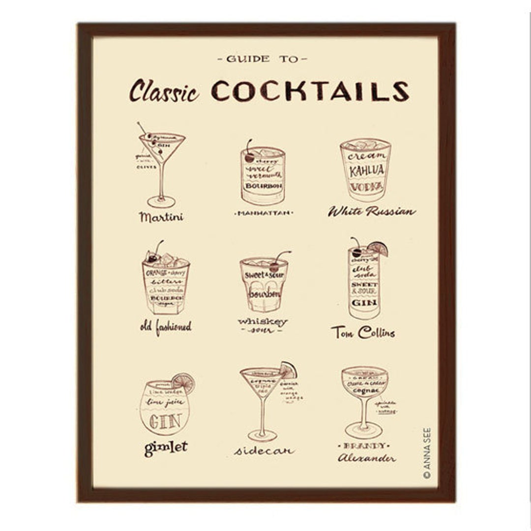 Mens Christmas Gift Idea, Classic Cocktails Guide, 1960s Drinks