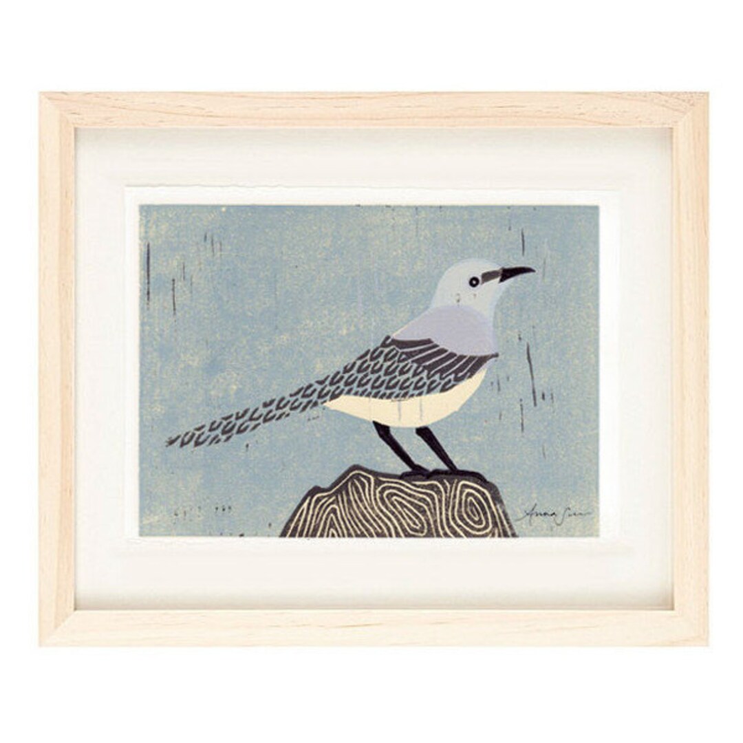 MOCKINGBIRD Linocut Reproduction Art Print: 4 X 6 5 X 7 - Etsy