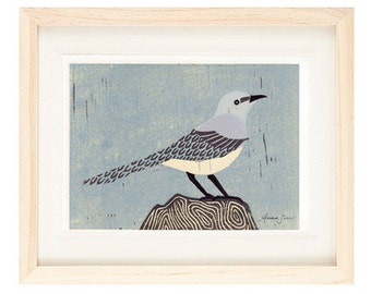 MOCKINGBIRD Linocut Reproduction Art Print: 4 x 6, 5 x 7