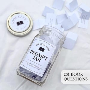 Pote para iniciar conversas em clubes do livro | 201 cartões com perguntas para discussão para amantes de livros | Atividade para quebrar o gelo em grupo de leitura | Jogo de lembretes para impressão