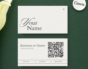 QR Code Business Card Template: Minimalist Canva Design (Printable)
