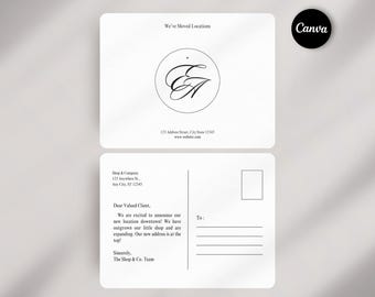 Business Moving Announcement Postcard: Custom Logo Template (Canva Editable, 5.5x4.25")