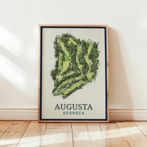 Augusta National Golf Course Map Print | Vintage Augusta Golf Wall Art | Masters Golf Poster | Golf Gift for Him | Man Cave or Office Decor