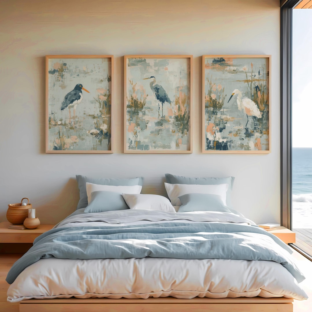 Great Blue Heron, American Oystercatcher & Snowy Egret ~ Set of 3 ...