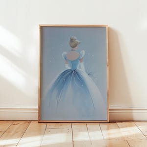 Nursery Wall Art Princess Nursery Decor, Fairytale Girls' Room Blue Playroom Poster, Magical Fantasy Kids' Wall Print