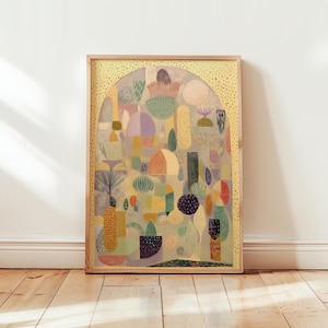 Midcentury moderne bunte rosa Rockcollage | Western Wüste Wand Kunst Dekor | Kaktus Landschaft Wandkunst | Texas Arizona Kalifornien Reise