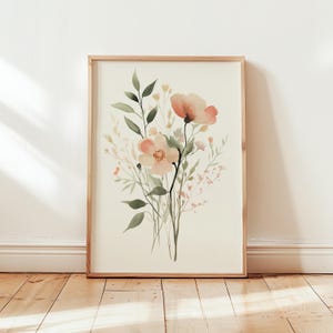Watercolor Bouquet Botanical Poster, Unframed Premium Matte Floral Wall Art, Minimalist Watercolor Flower Print, Modern Botanical Art