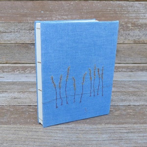hand-bound plant-dyed organic cotton/hemp embroidered journals: WHEAT, by kata golda