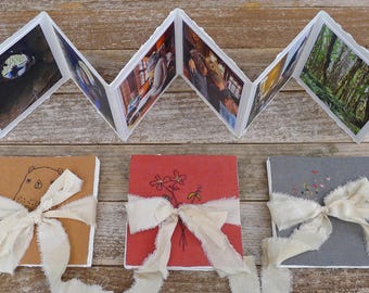 DIY Accordion Book Kit with Plant-Dyed Organic Cotton Muslin: Use as a Photobook, Sketchbook, Scrapbook, Watercolor Paintings