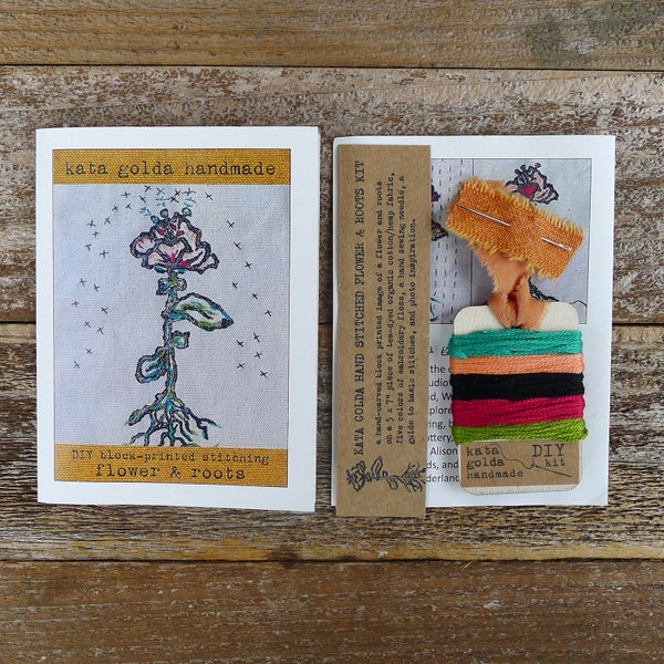 Kit de bricolaje: costuras impresas en bloques de flores y raíces, por kata golda