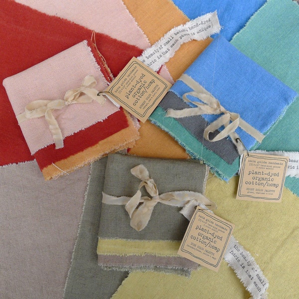 craft supply: plant-dyed organic cotton/hemp - 8x8" squares, by kata golda