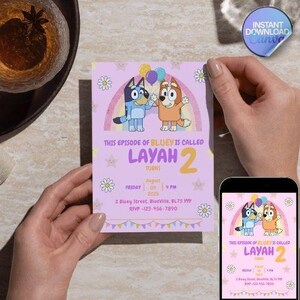 Convite de Aniversário Bluey. Convite de Aniversário, Convite para Festa de Aniversariante, Convite para Festa de Aniversário Bluey, Convite para Festa de Aniversário, Canva Editável
