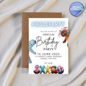 Invito di compleanno modificabile "In the Night Garden" / Modello Canva scaricabile / Download digitale per feste per bambini / Invito personalizzato