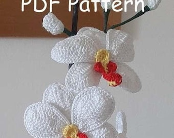PDF Pattern Crochet Handmade - Moth Orchid flower, Artificial flower, DIY flowers, Gift for yourself