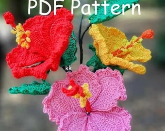 Crochet Hibiscus Bag Keychain, Car Dangle, Hairclip - Etsy