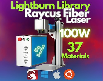 100W Raycus Fiber Laser LightBurn Library - 20 Lenses, 37 Materials (+Bonus) | CLB Files for Plug & Play Setup(All Models Compatibility)