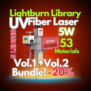 Biblioteca de láseres de fibra UV de 5 W: 53 configuraciones de materiales (descarga digital)