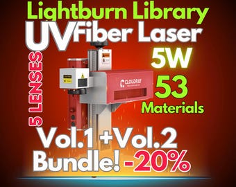 Biblioteca de láseres de fibra UV de 5 W: 53 configuraciones de materiales (descarga digital)
