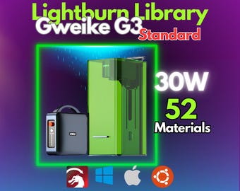 Gweike G3 Standard 30W Fiber Laser LightBurn Library 52 Materials 175mm Lens Bonus Included