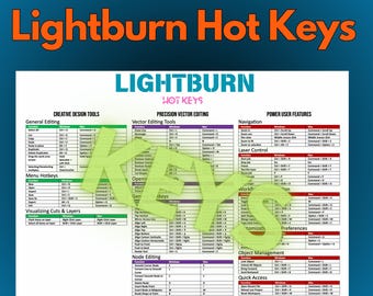 LightBurn Hotkeys Cheat Sheet–Reference Guide for Laser Engraving Efficiency +2 Bonuses, Guide to LightBurn and Pricing Products on Etsy
