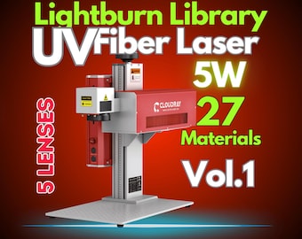 UV5W Fiber Laser Lightburn Library 27 Materials Settings–5 Lens Vol.1 +BONUS!