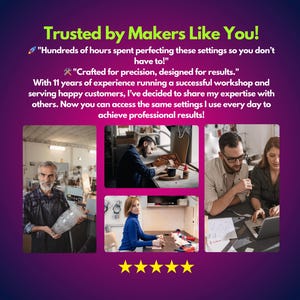 May include: A collage of three images showing people working in a workshop. The first image shows a person working on a wooden object. The second image shows a person working on a piece of fabric. The third image shows two people working on a laptop.