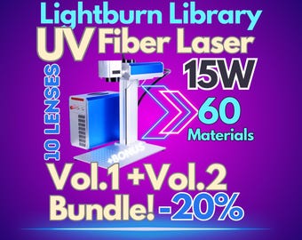 Laser UV 15W LightBurn Library 60 Material Settings - CLB Engrave & Cut Presets - Tested Settings - 10 Lenses - Digital Download