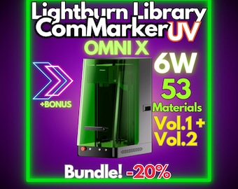 ComMarker Omni X UV 6W LightBurn Material Library: 53 Tested Presets (Digital Download)