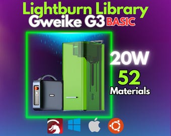 Gweike G3 Basic 20W Fiber Laser LightBurn Library 52 Materials 175mm Lens Bonus Included