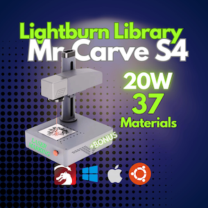 Mr.Carve 20W Fiber Laser Lightburn Library | 37 Material Settings Plug&Play |  Easy Setup + BONUS Hotkey Cheat Sheet
