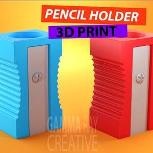 Pencil Holder - Colorful - pencil sharpener look! -FREE SHIPPING