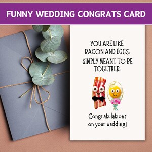 Grappige felicitaties trouwkaart, afdrukbare beste wensen voor bruid en bruidegom, lieve verlovingsgroet, leuk origineel felicitatie-huwelijkscadeau