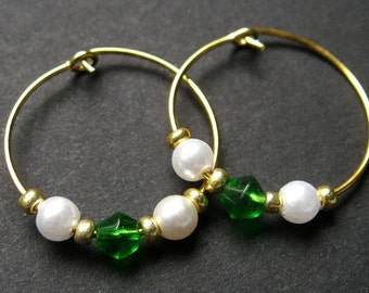 Handmade Hoop Earrings - Classic Beauty in Green. Handmade Earrings.