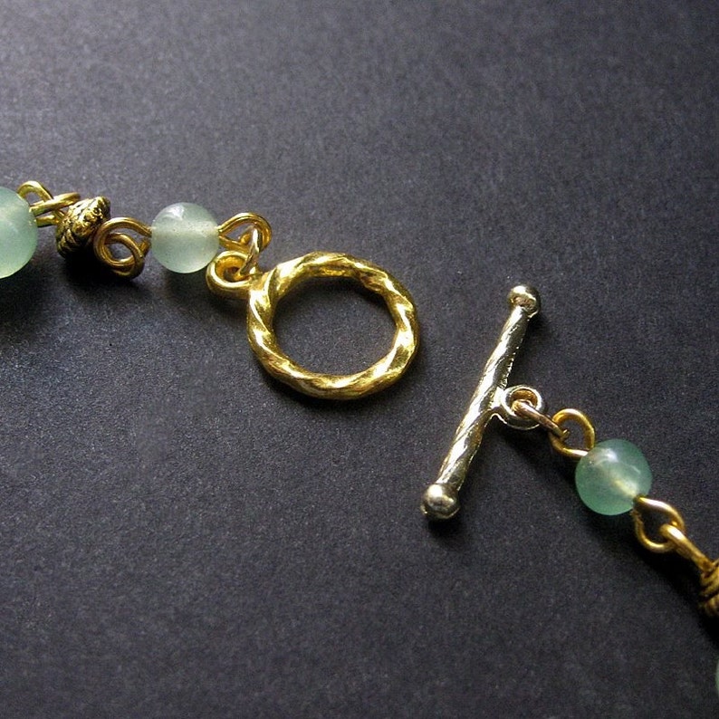 Aventurine and Lampwork Glass Bracelet in Gold. Handmade Jewelry image 5