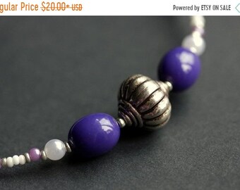 SUMMER SALE Badge Holder or Eyeglass Necklace. Purple Lanyard. Eyeglass Holder. Beaded Lanyard. Purple Eyeglass Chain. Badge Lanyard. Handma