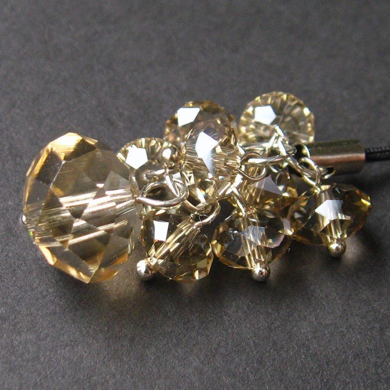 Crystal Charm. Taupe Crystal Pendant. Car Charm, Phone Charm, Purse Charm or Zipper Pull. Handmade Charm. zdjęcie 2