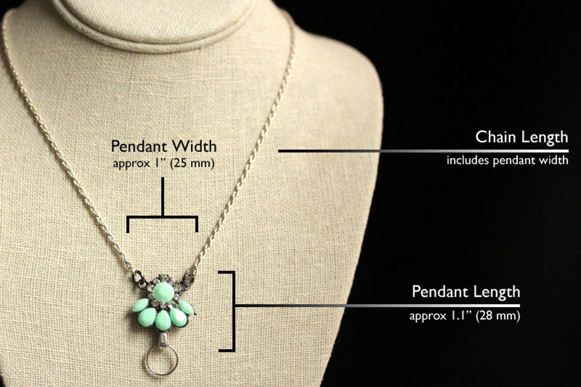 Mint Green Lanyard. Badge Necklace. Silver Badge Holder. Etsy