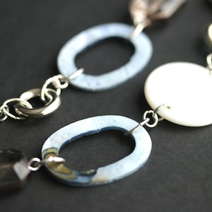 Eyeglass Chain or Badge Holder. Ocean Blue Eyeglass Holder. Blue Lanyard Silver Lanyard Seashell Crystal Eyeglass Lanyard Face Mask Holder