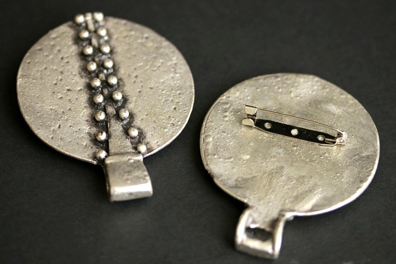 2 Historical J MOTHERS DAY SALE Two Silver Apron Pins Shoulder Brooches Viking Brooches Large Brooches Riveted Rows Turtle Brooch Set