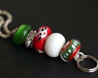 Christmas Lanyard. Badge Holder . Reindeer Lanyard. Badge Lanyard. Holiday Lanyard. Red and Green Lanyard. ID Lanyard. Badge Necklace.