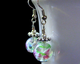 Lampwork Flower Earrings: Handmade Beaded Peony Petal Earrings